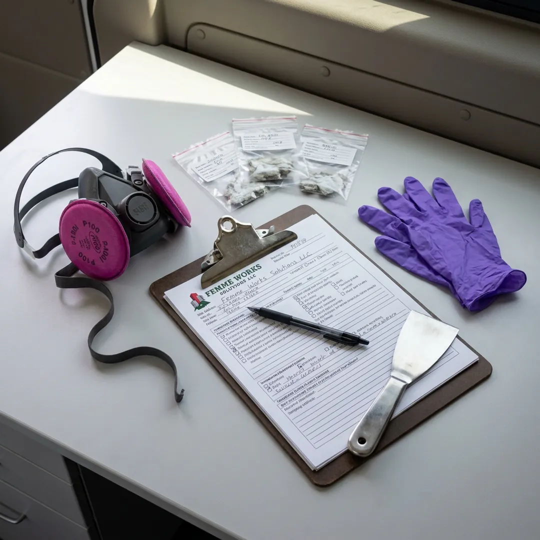 Asbestos samples prepared for laboratory testing