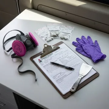 Asbestos samples prepared for laboratory testing