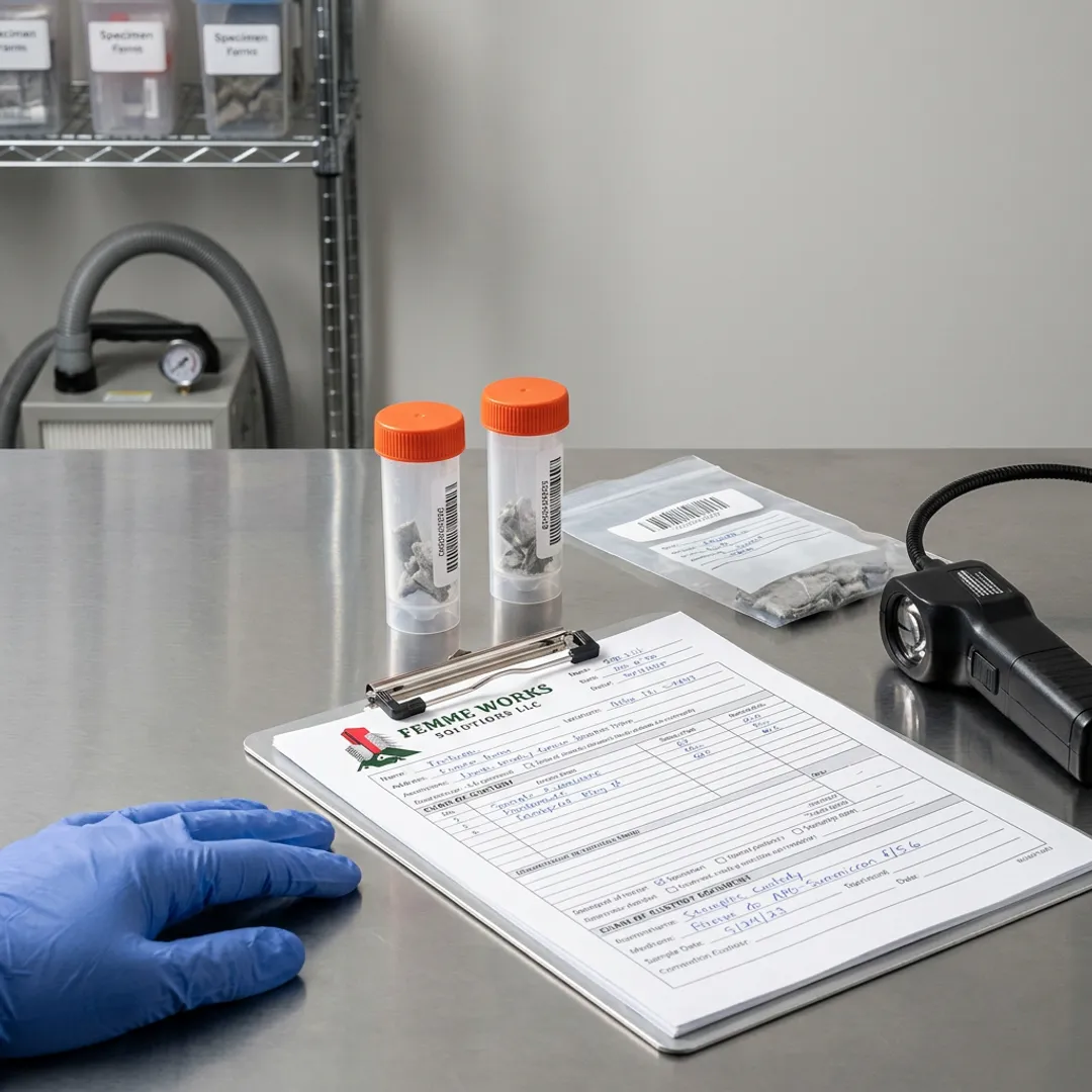 Asbestos testing samples prepared for laboratory analysis