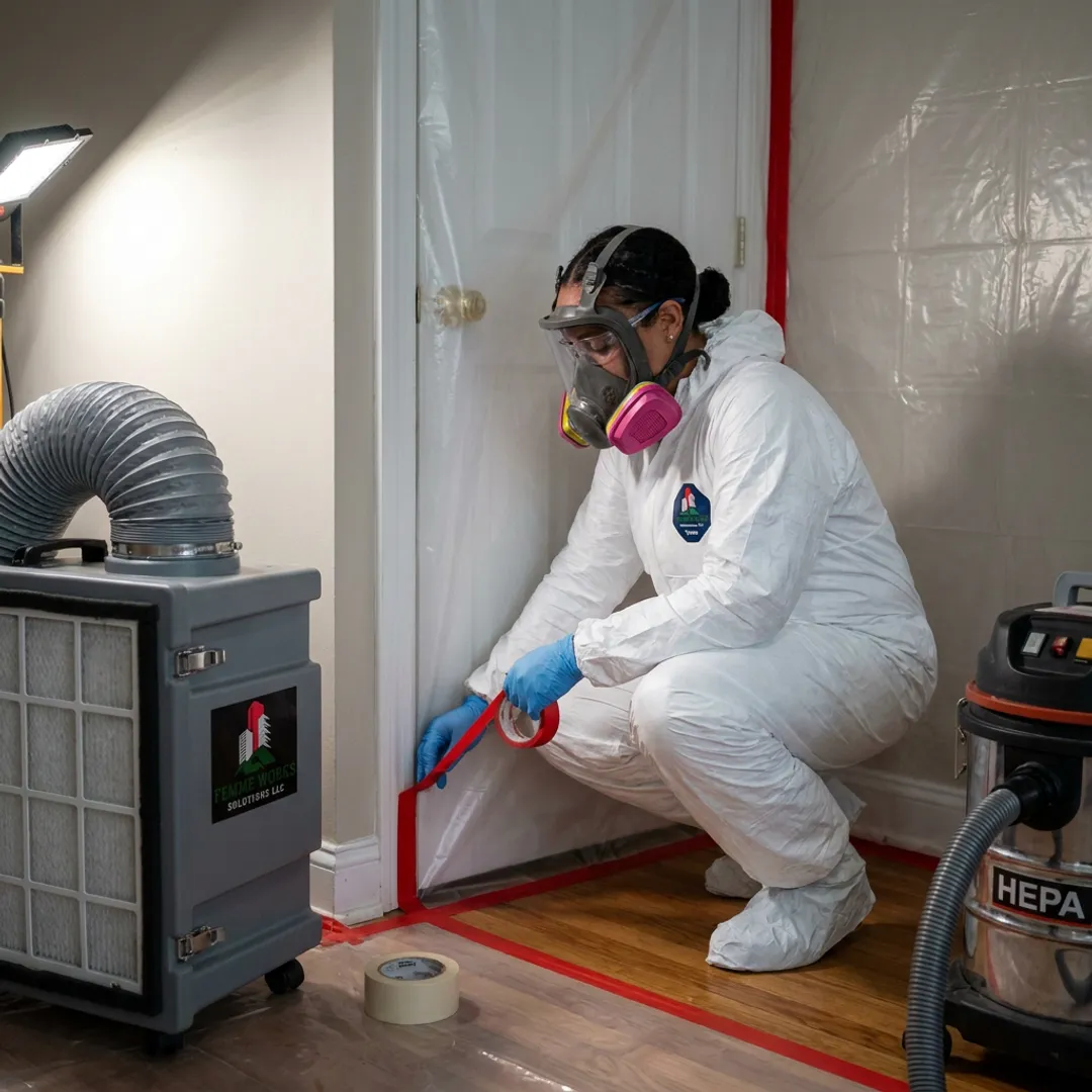Mold remediation containment setup inside a home