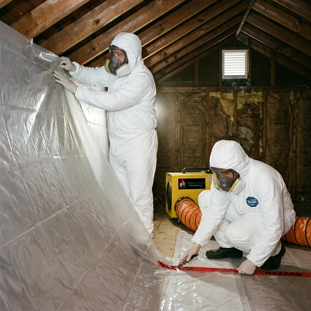 Crew preparing an attic for insulation upgrades