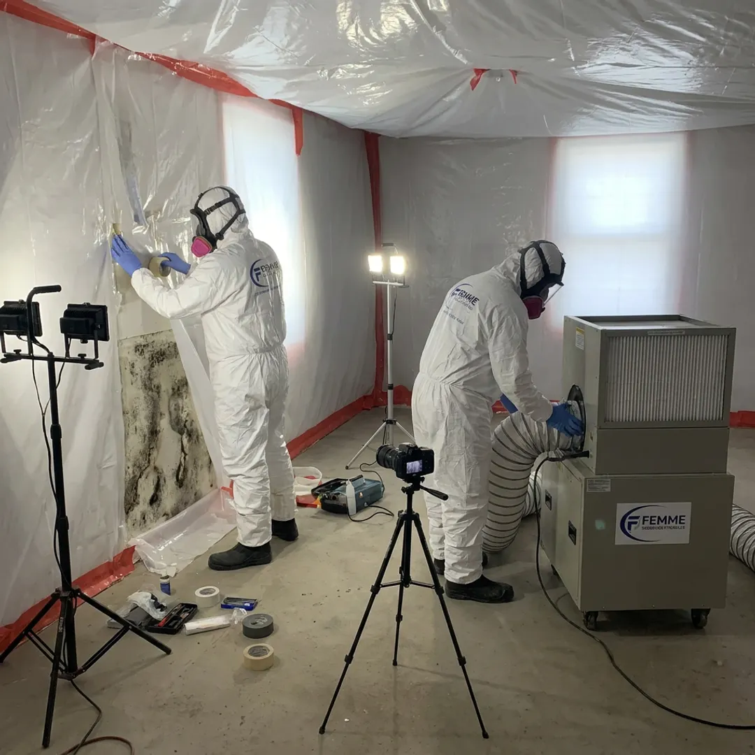 Mold remediation containment and HEPA filtration setup