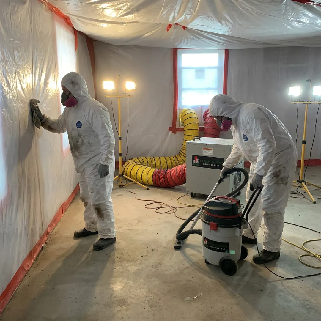 Mold remediation containment in a basement