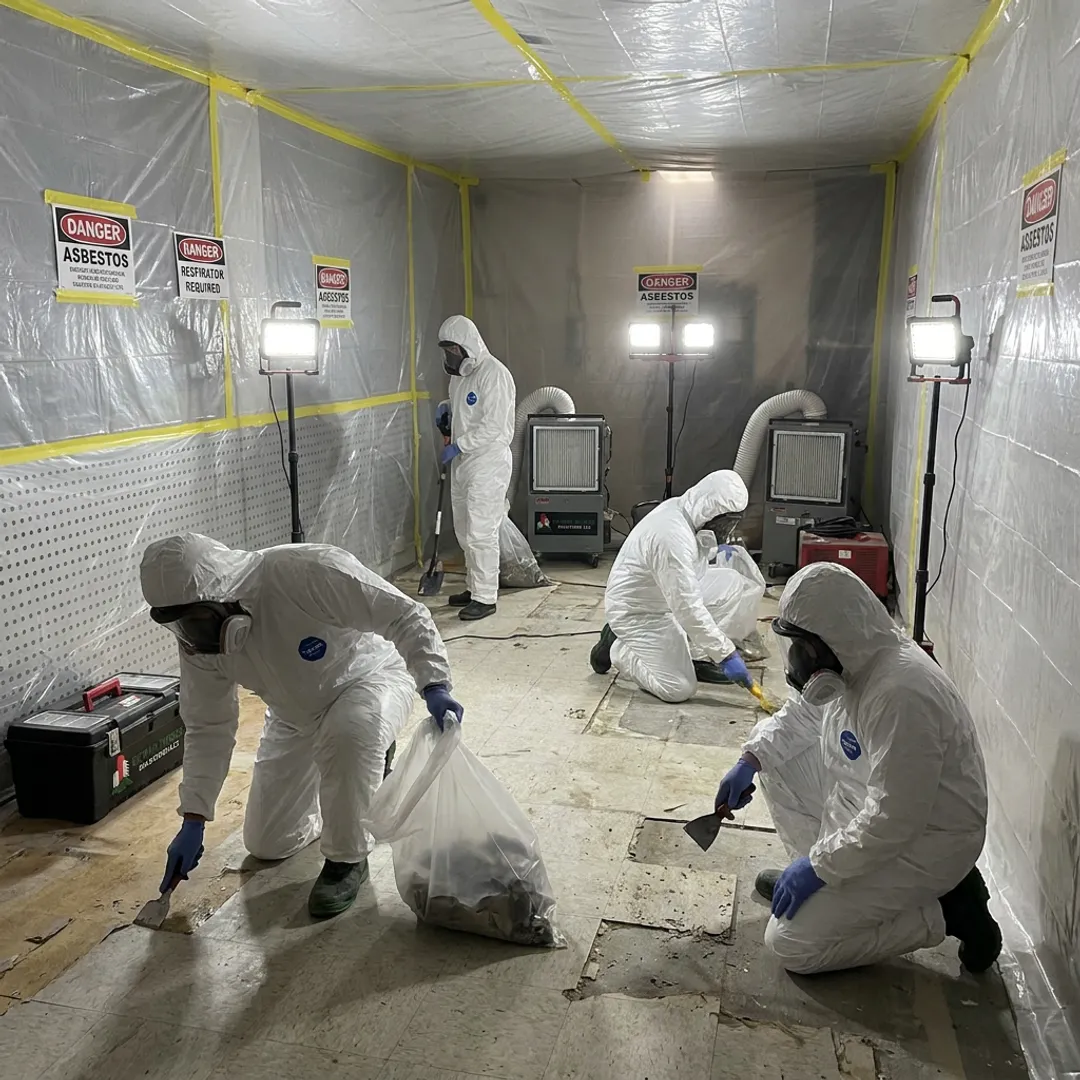 Asbestos flooring containment process