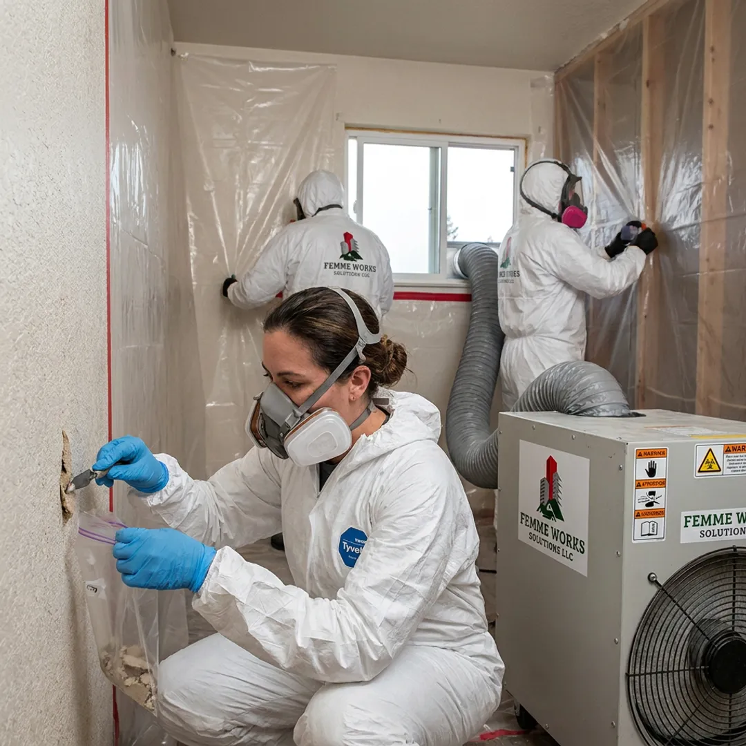 Asbestos testing and abatement process in progress