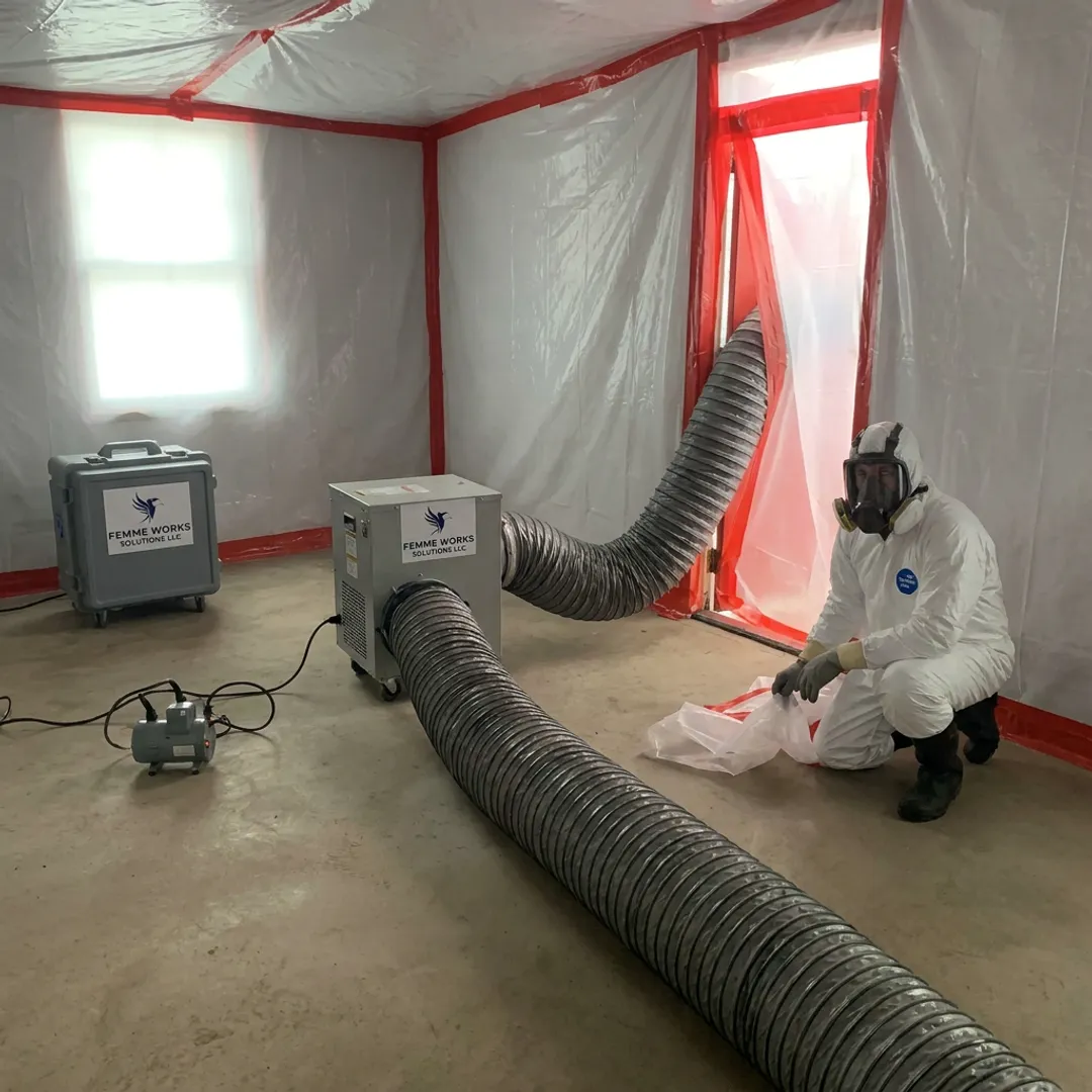 Mold remediation containment setup inside a home