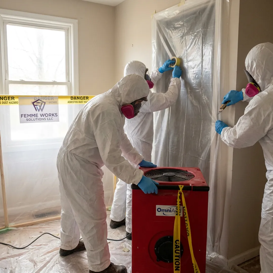 Asbestos containment and HEPA filtration setup