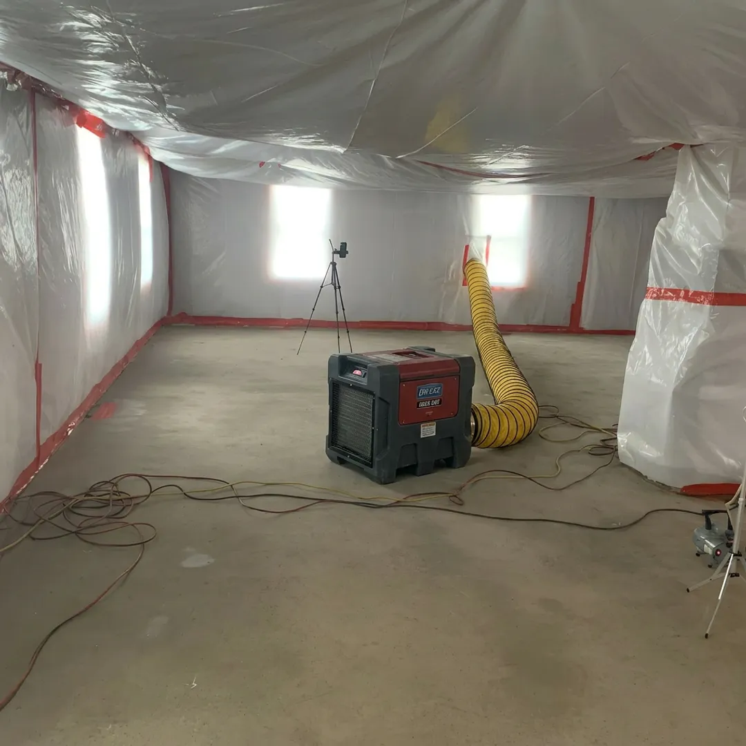 Contained room prepared for popcorn ceiling removal