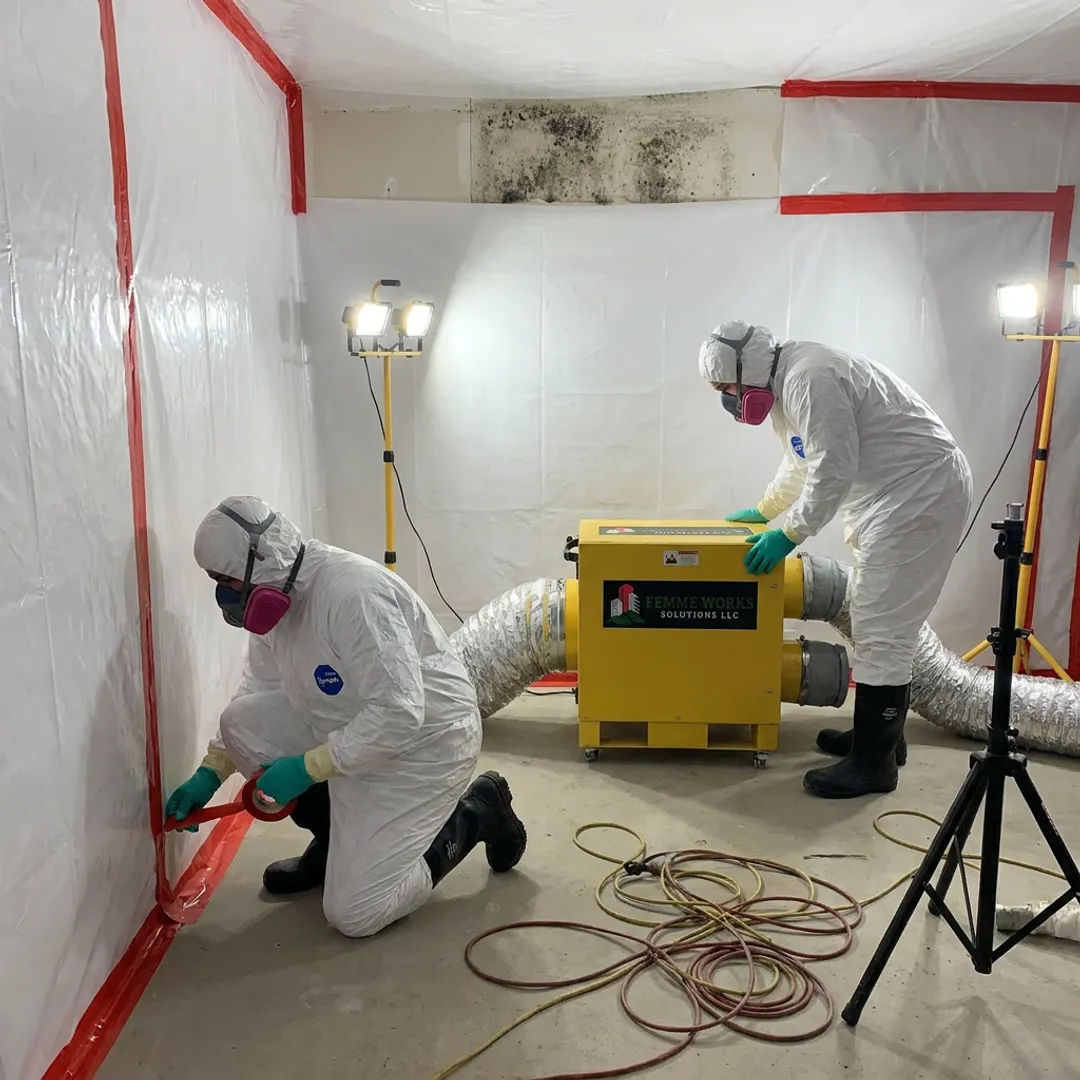 Mold remediation containment setup in a home