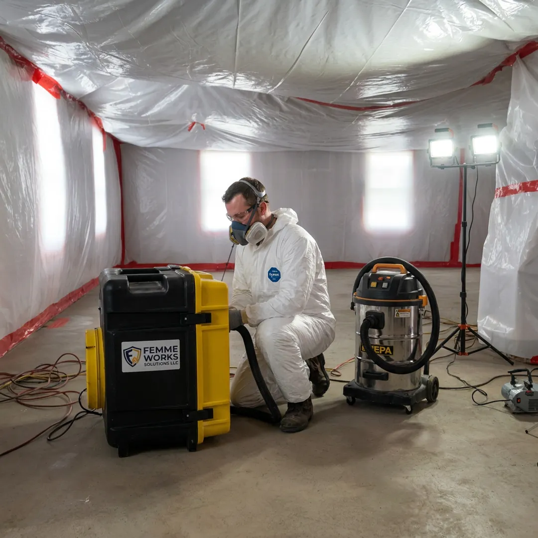 Mold remediation containment setup inside a home