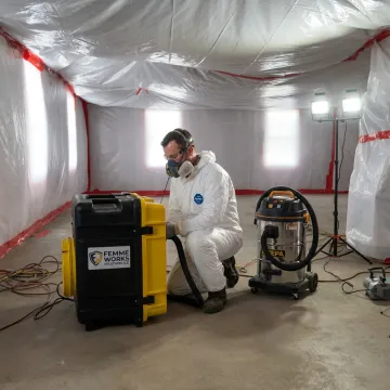 Mold remediation containment setup inside a home