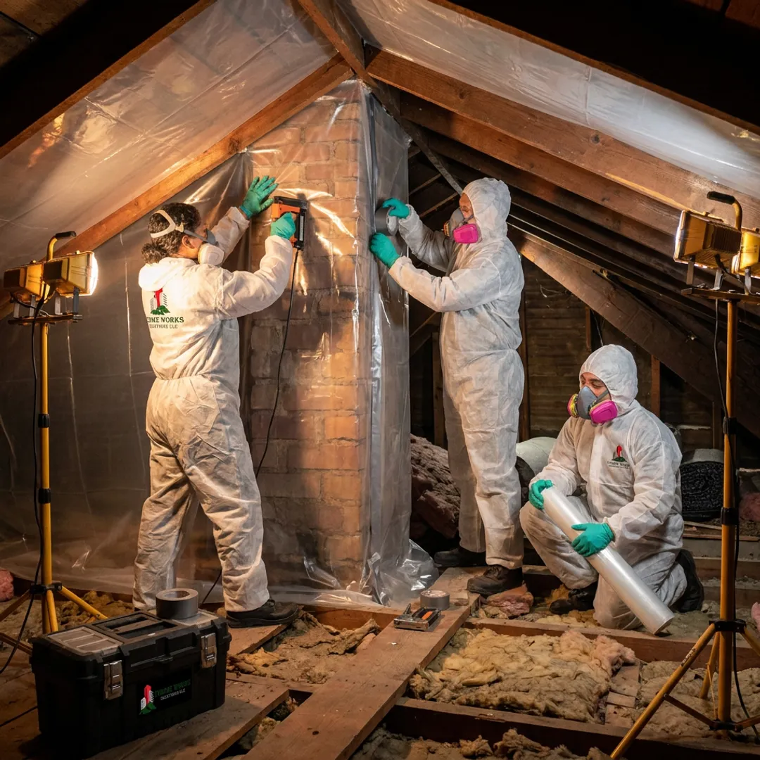 Remediation team preparing an attic for energy upgrades