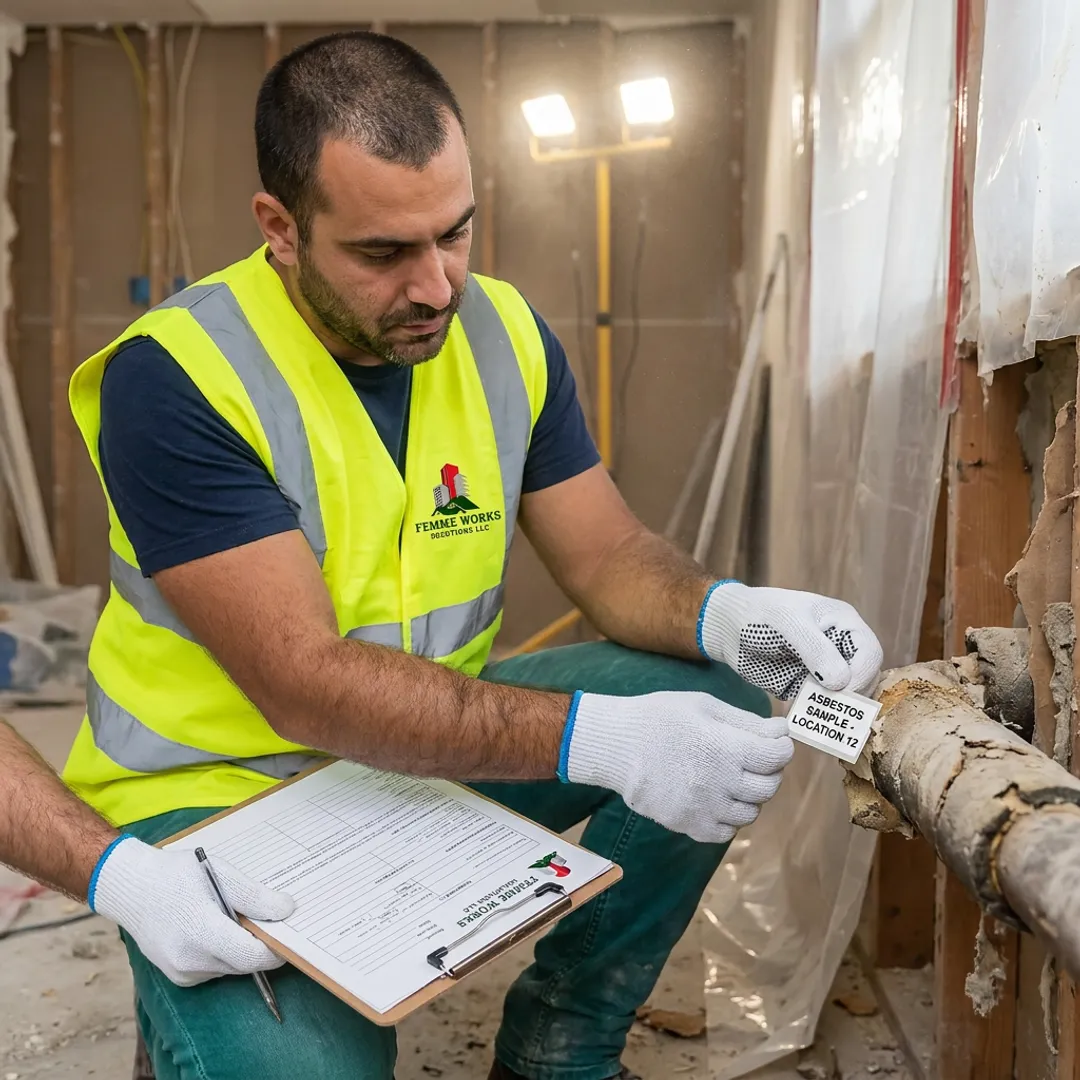 Inspector reviewing asbestos sample documentation