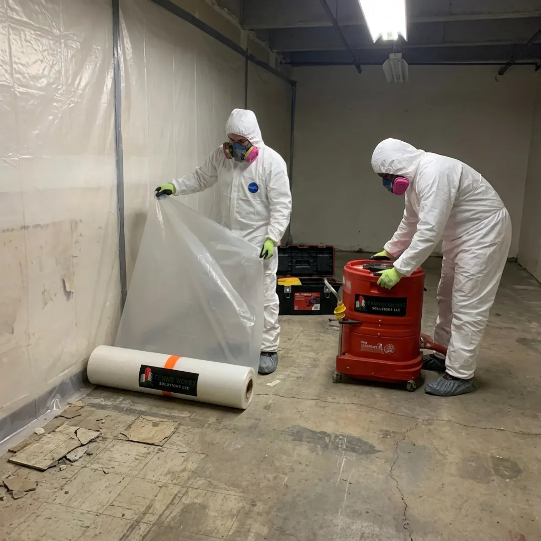 Containment setup for asbestos floor removal