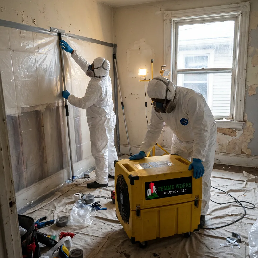 Asbestos containment and negative air setup in a property