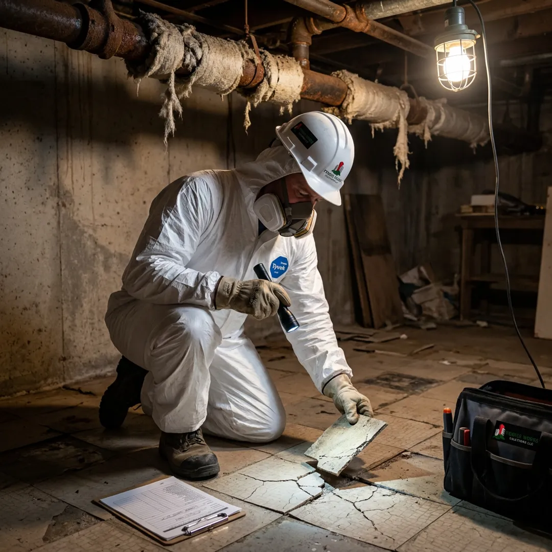 Technician inspecting materials before asbestos removal