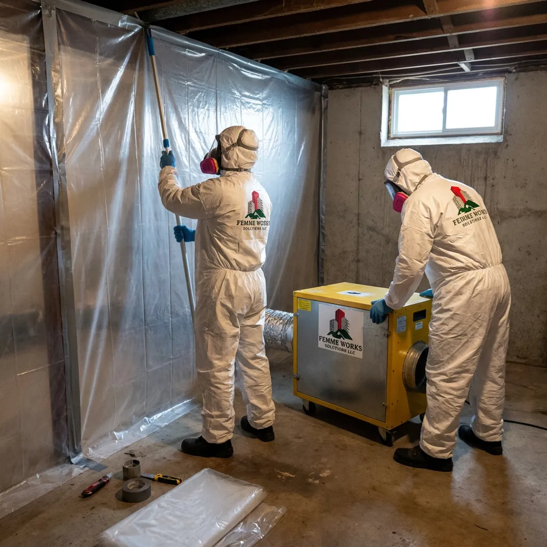 Mold remediation containment and HEPA filtration setup