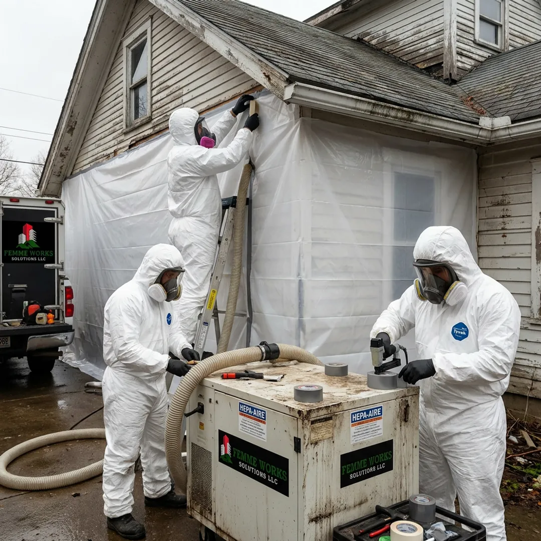 Asbestos roof cleaning safety process