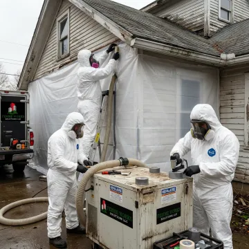 Asbestos roof cleaning safety process