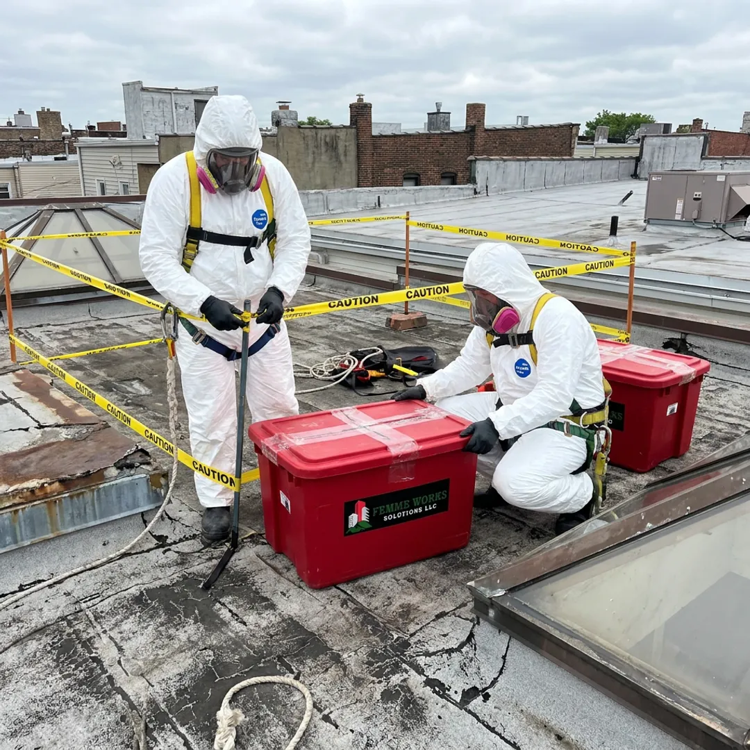 Asbestos roof removal safety process