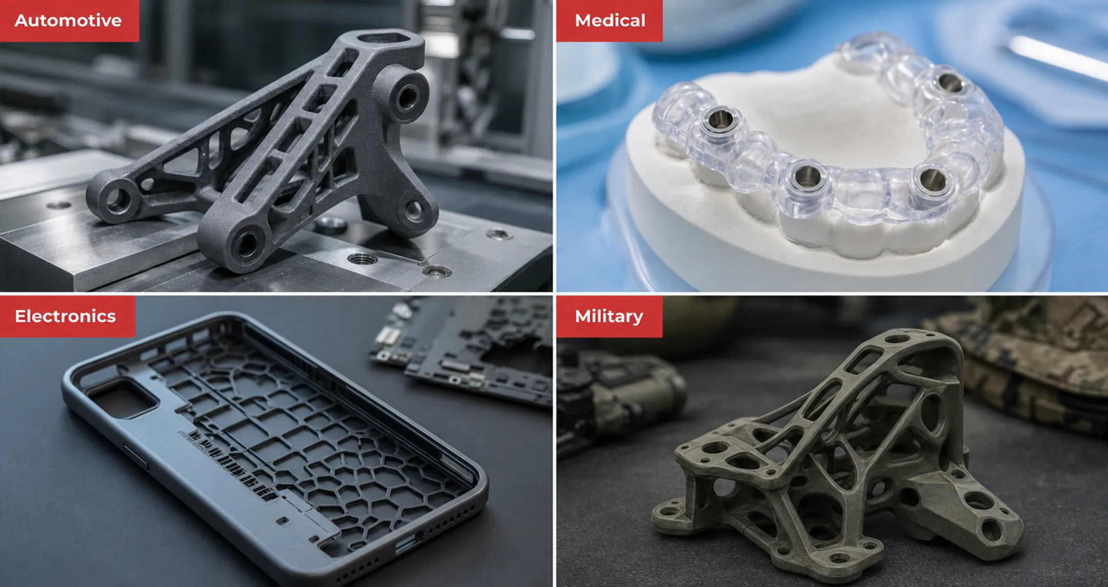 Industrial applications of 3D printing across automotive medical and defense sectors