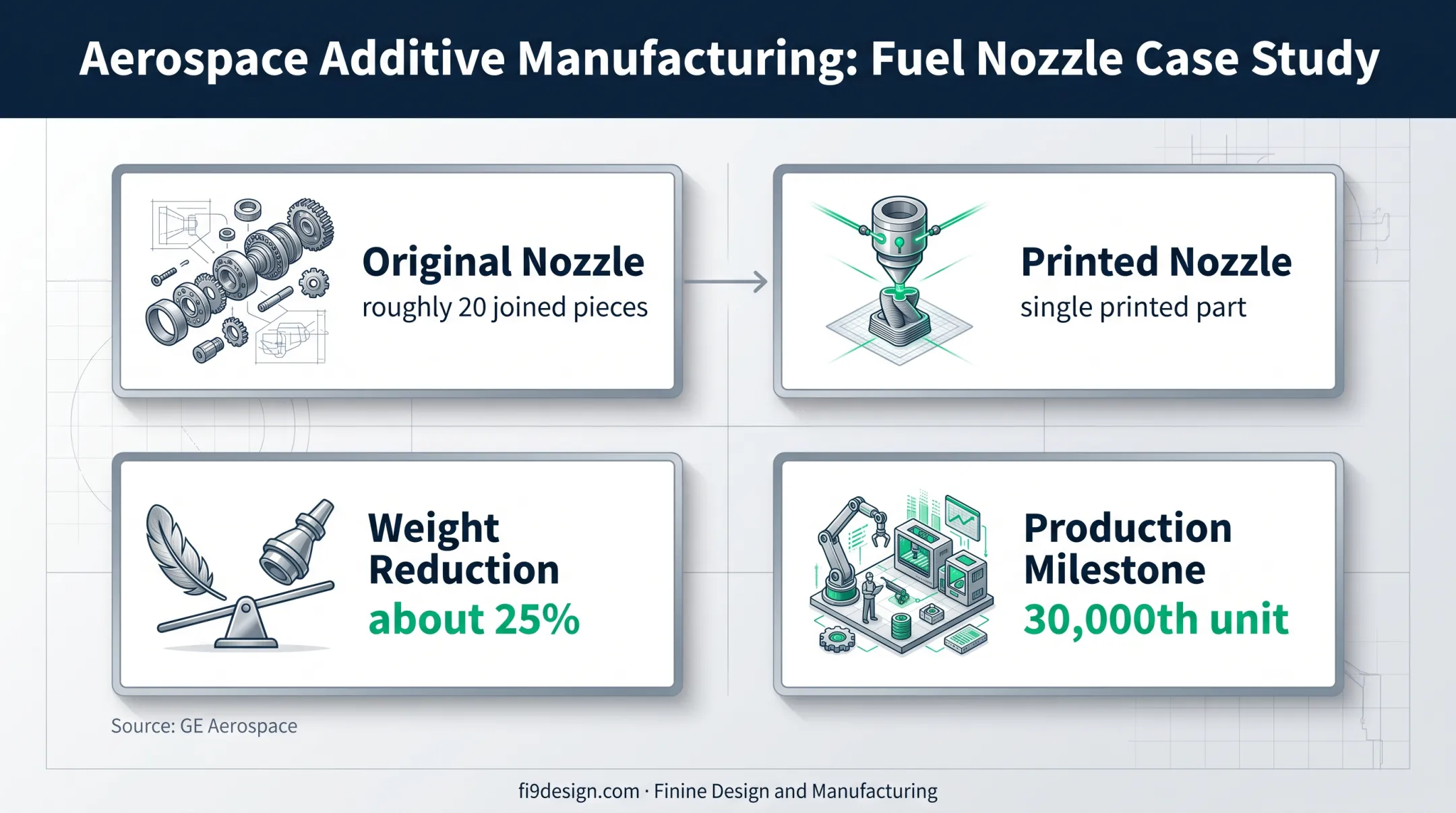 GE Aerospace additive fuel nozzle consolidation and production milestone