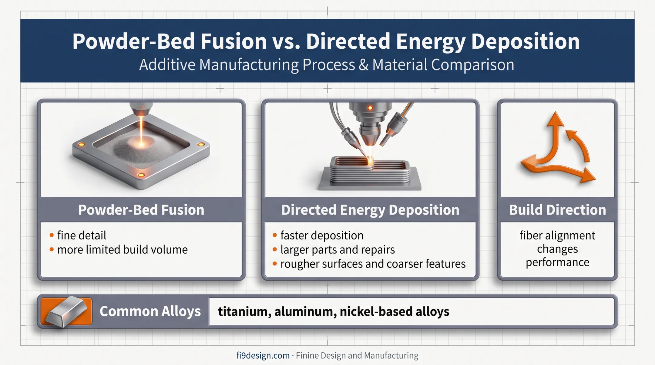 Metal additive manufacturing process comparison for aerospace parts