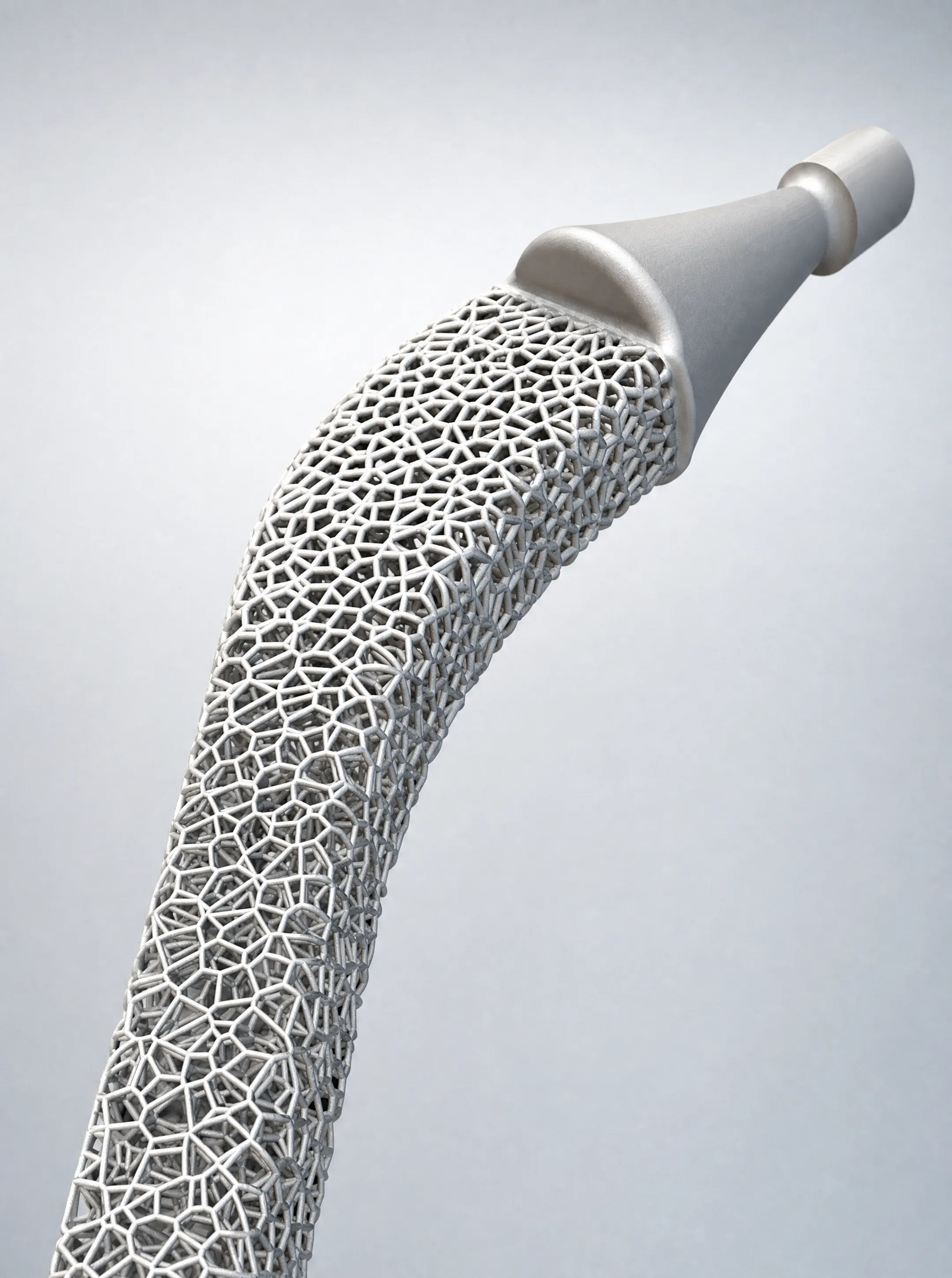 3D printed orthopedic implant with internal lattice structure on display