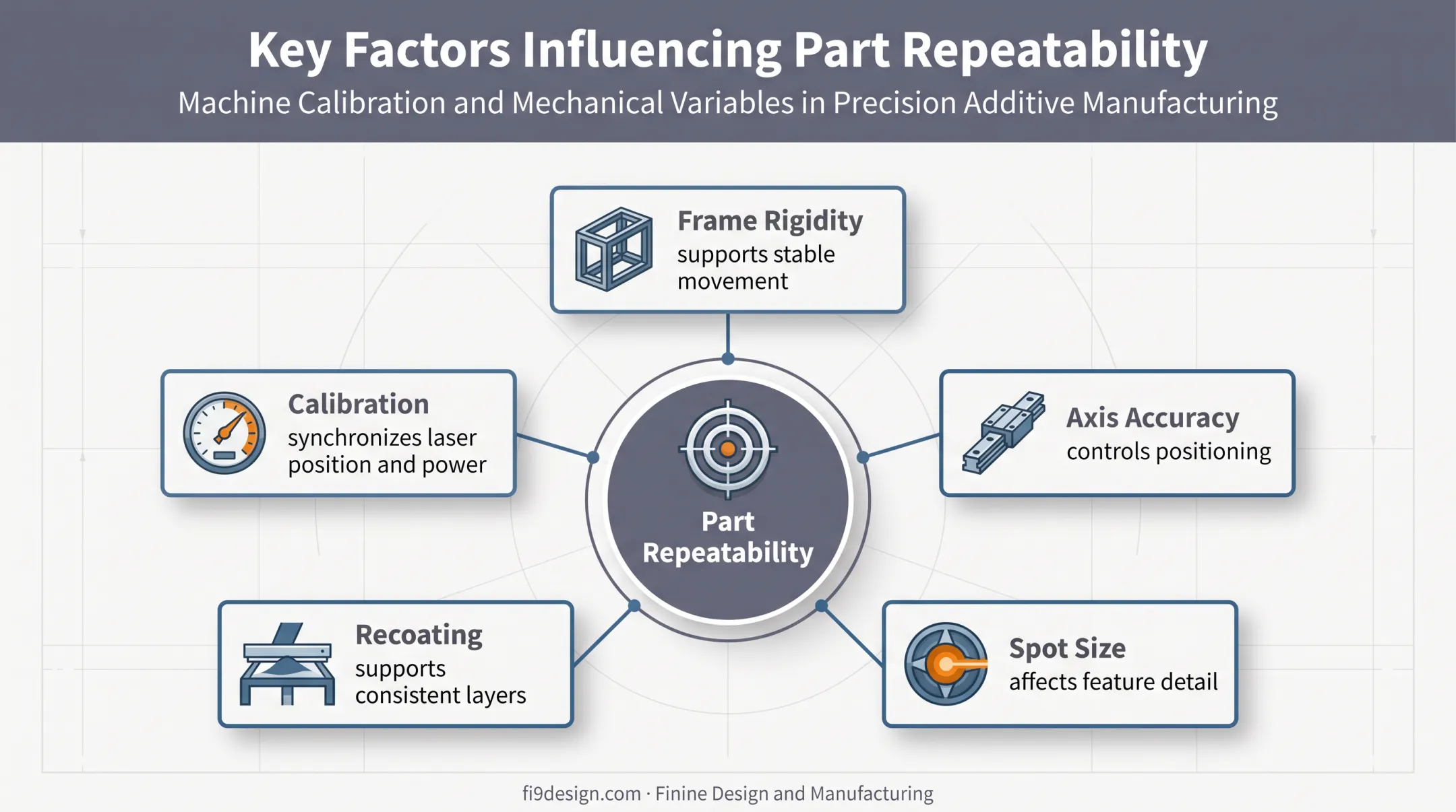 Industrial additive manufacturing process control factors affecting repeatability