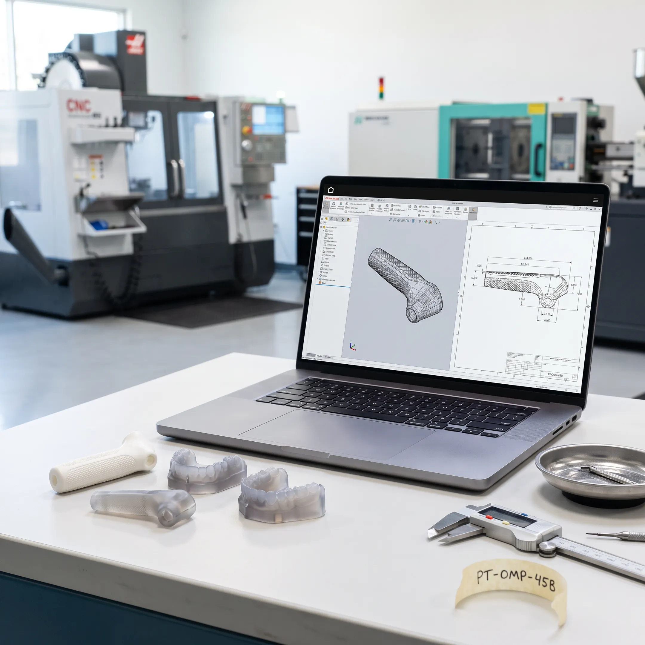 Plastic components prepared for manufacturing inspection