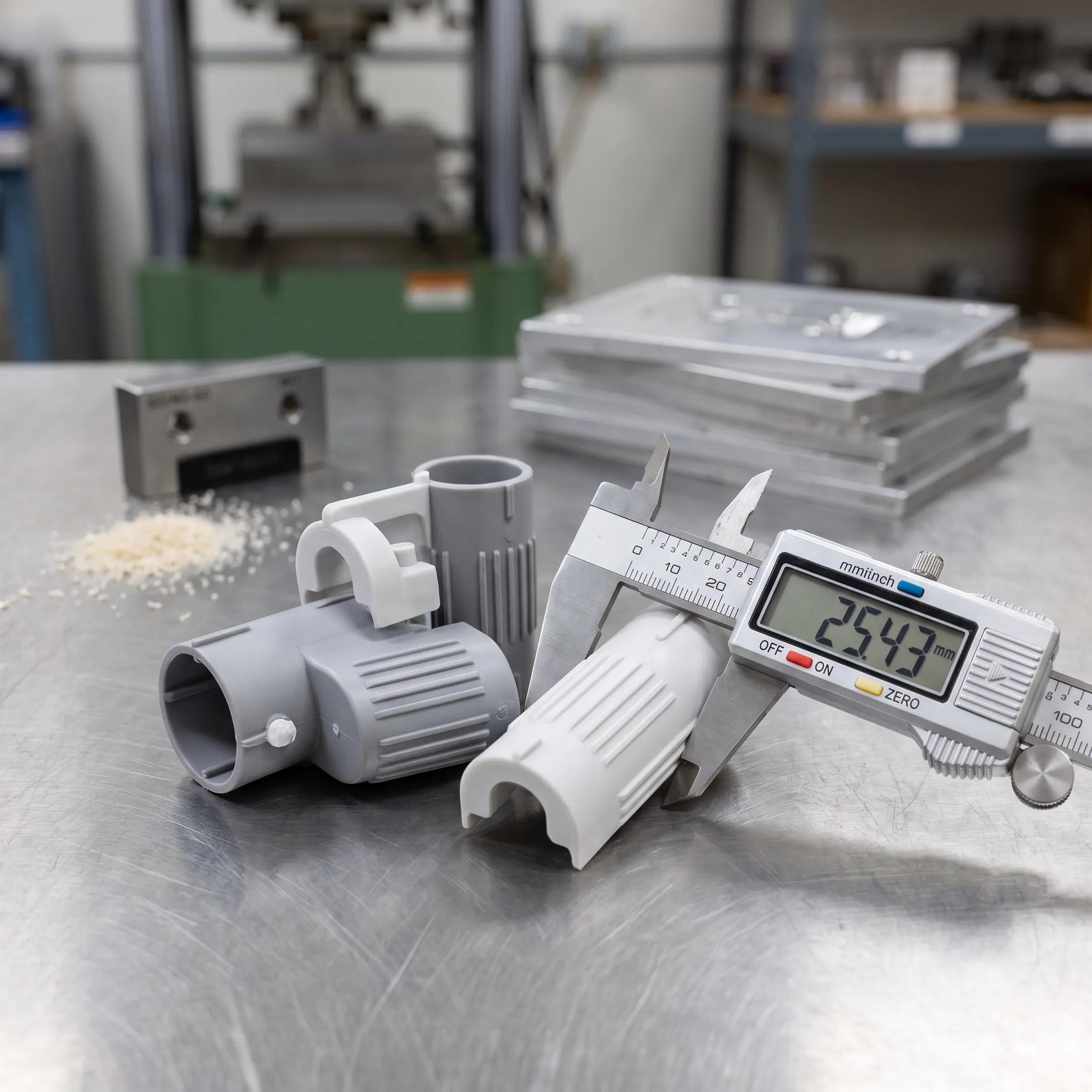 Plastic parts produced through injection molding