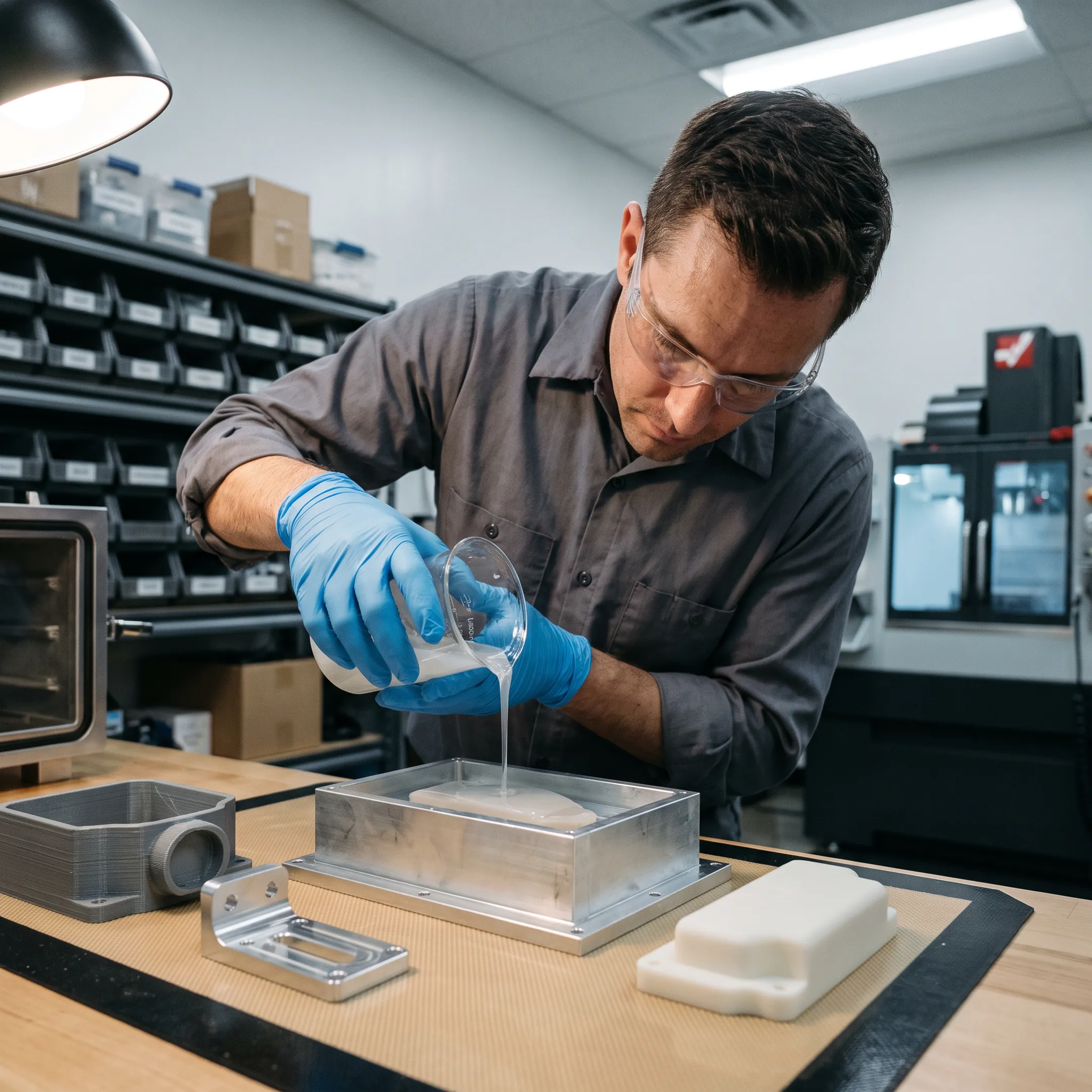 Technician preparing a custom silicone mold
