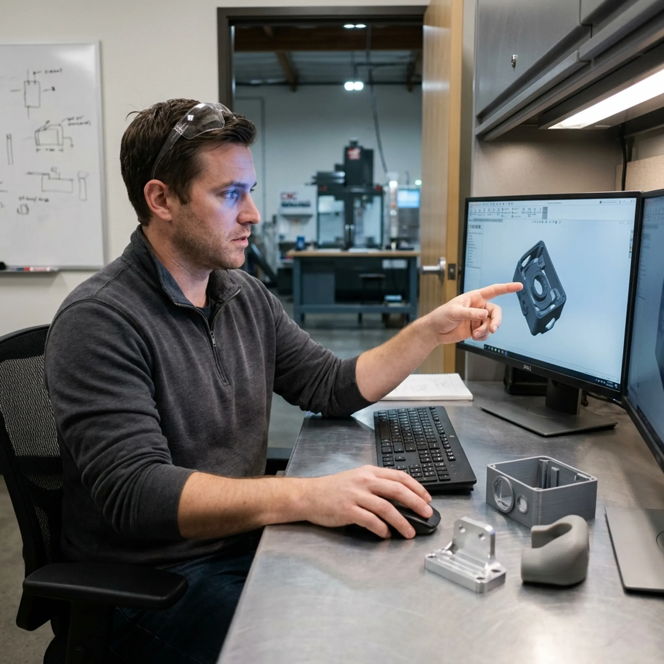 Engineer refining a product design for manufacturing