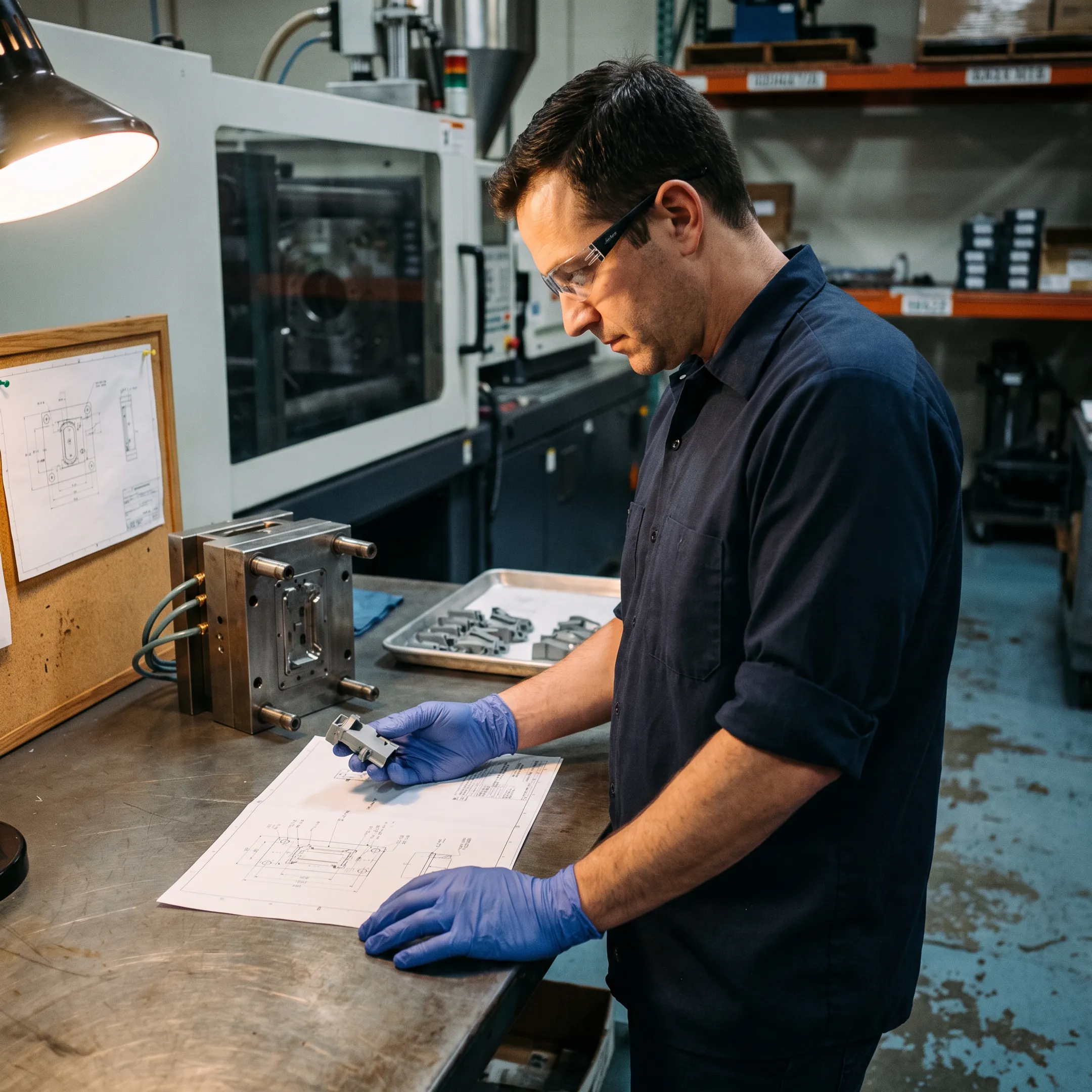 Injection molded plastic components prepared for production review