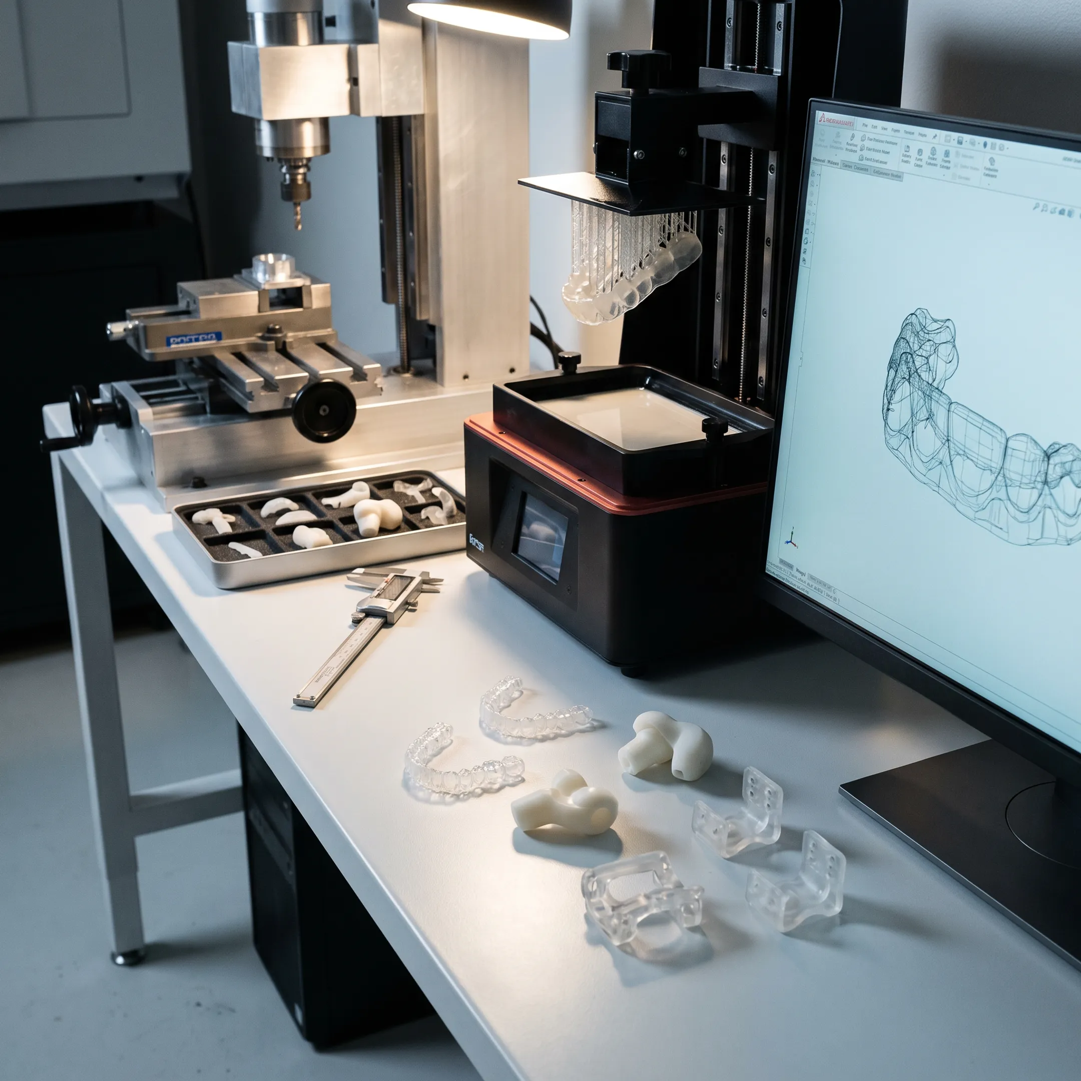 Medical plastic component prototypes and finished products in a manufacturing setting