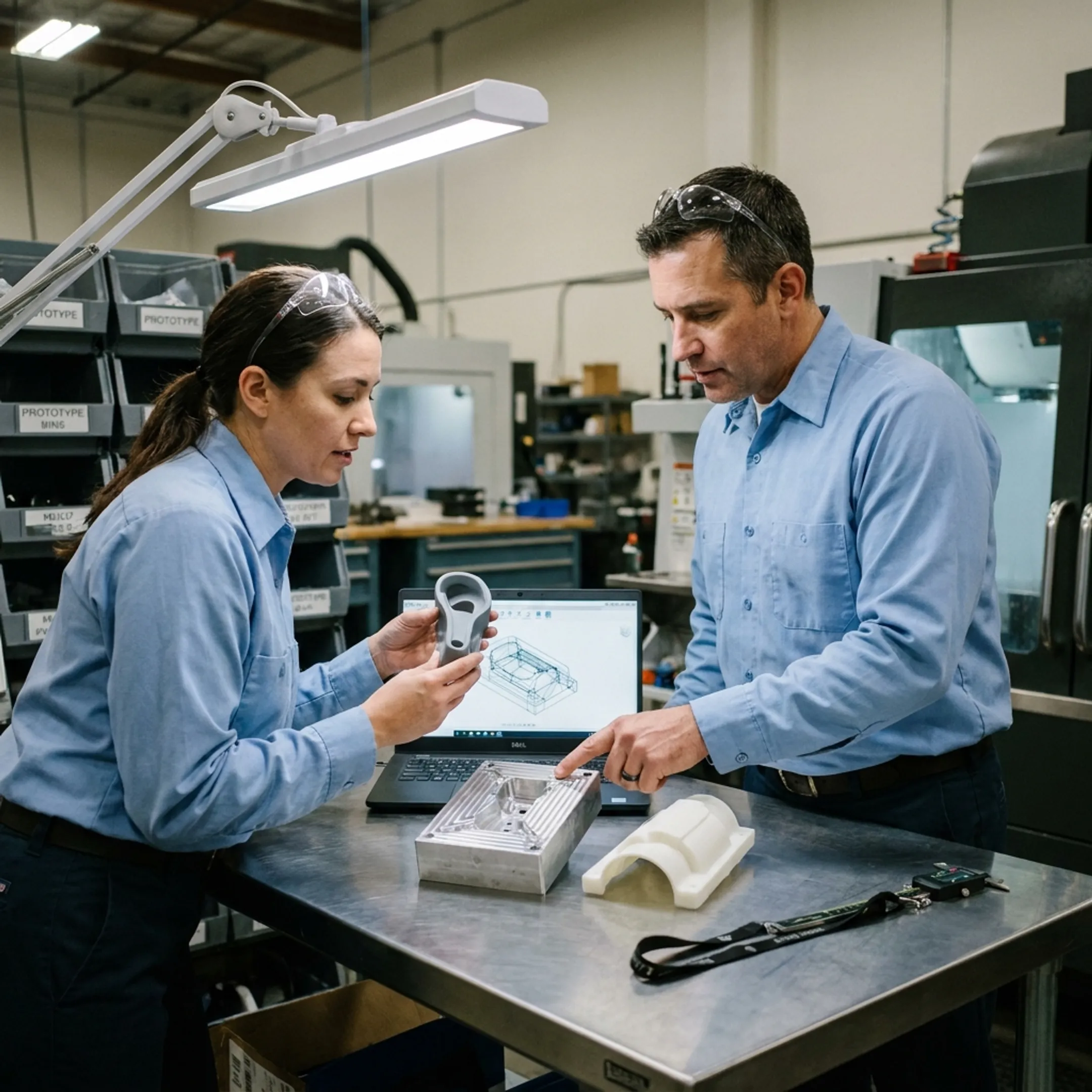 Custom mold development and prototype manufacturing workspace