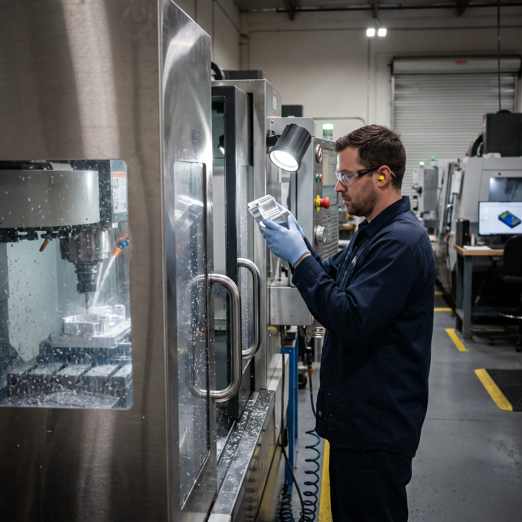 CNC machine producing a precision prototype component