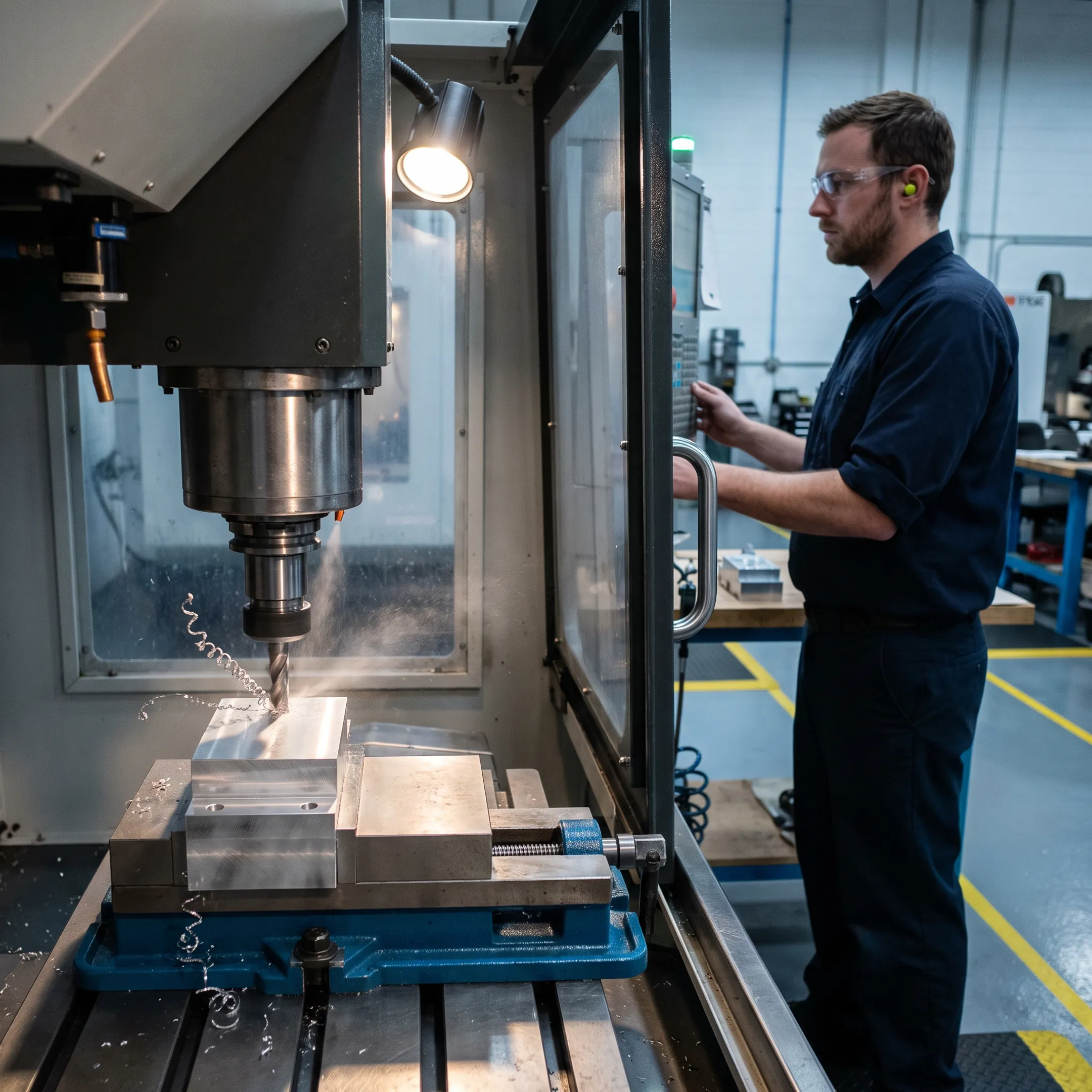 CNC machine producing a precision prototype component