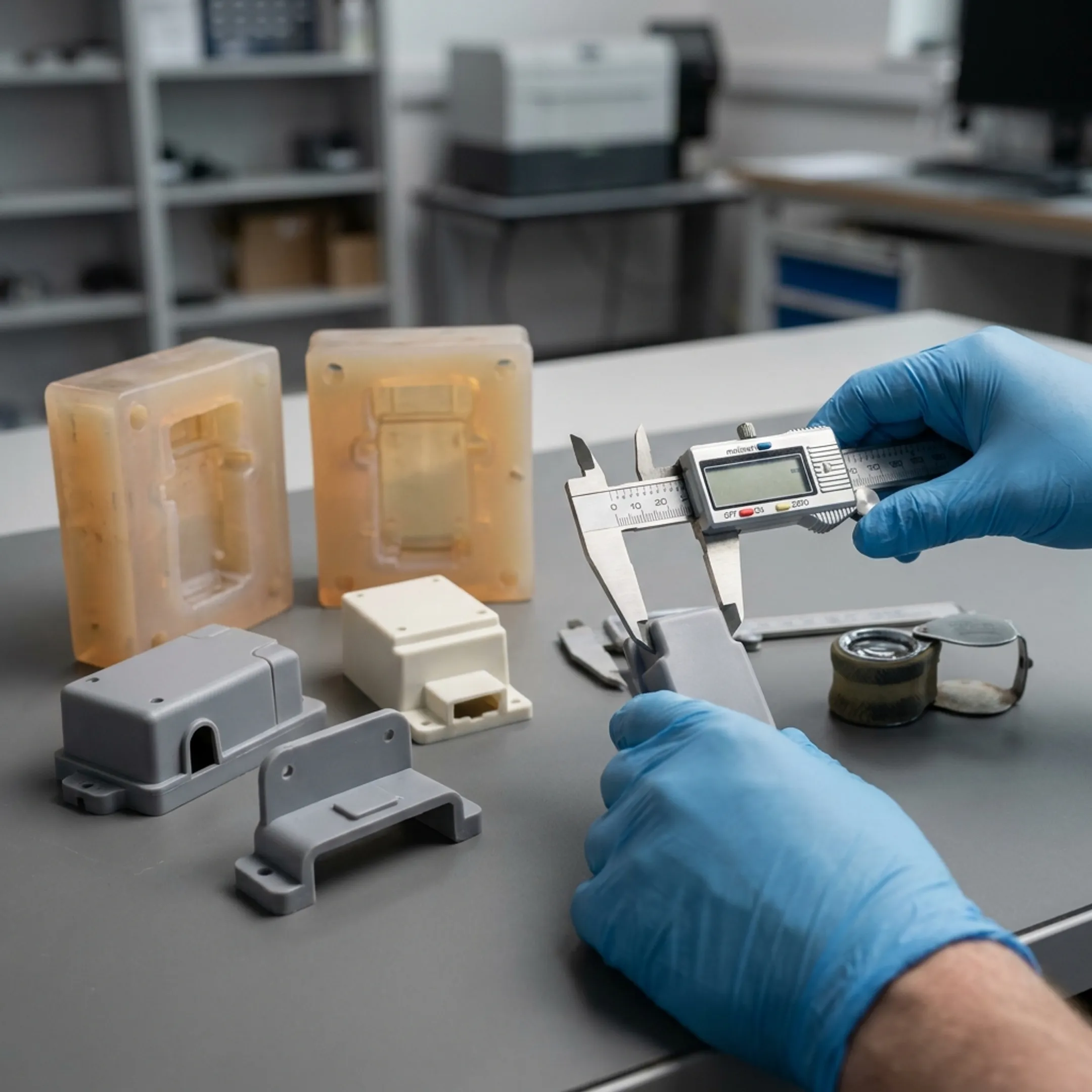 Custom urethane components prepared for inspection