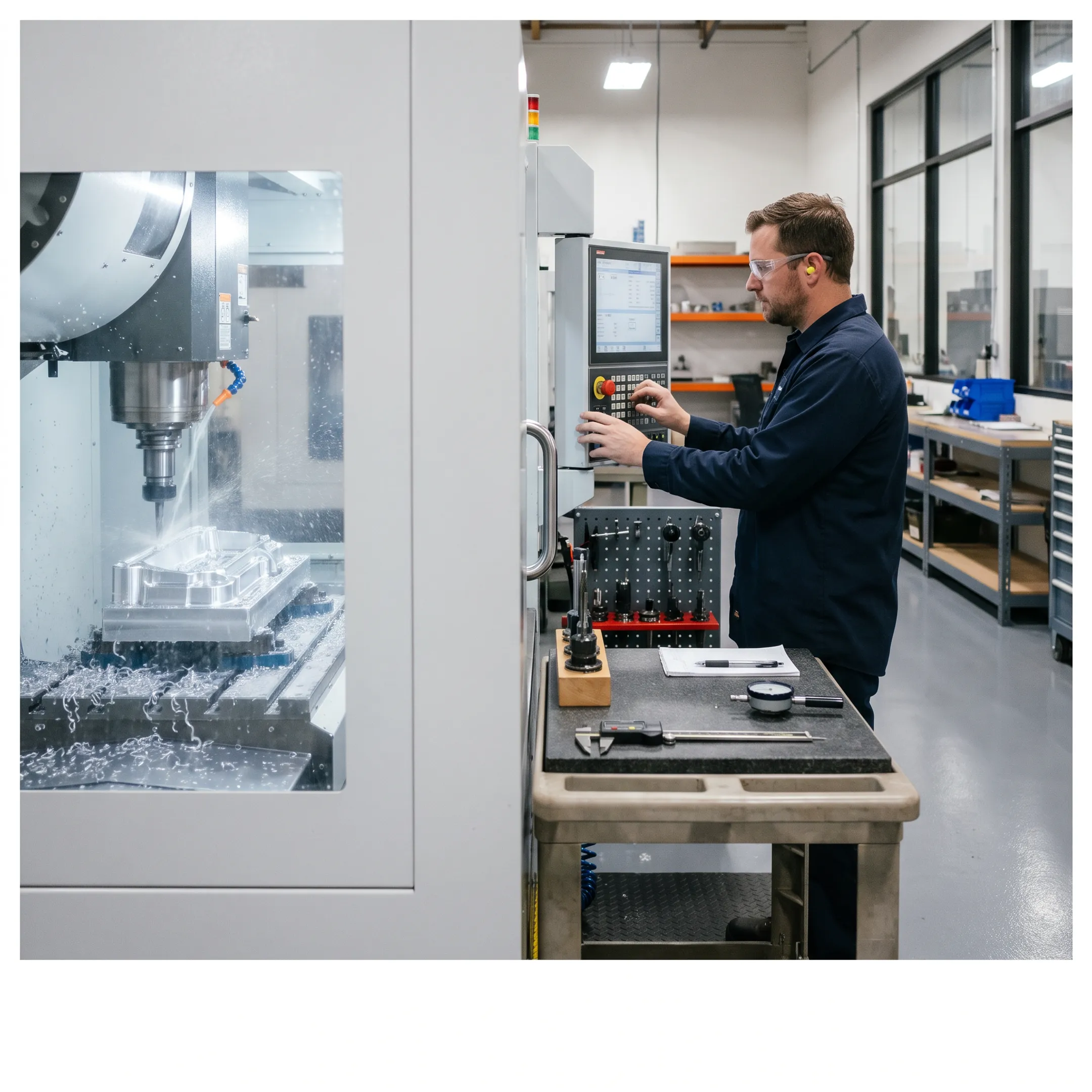 CNC machining equipment producing a precision mold component