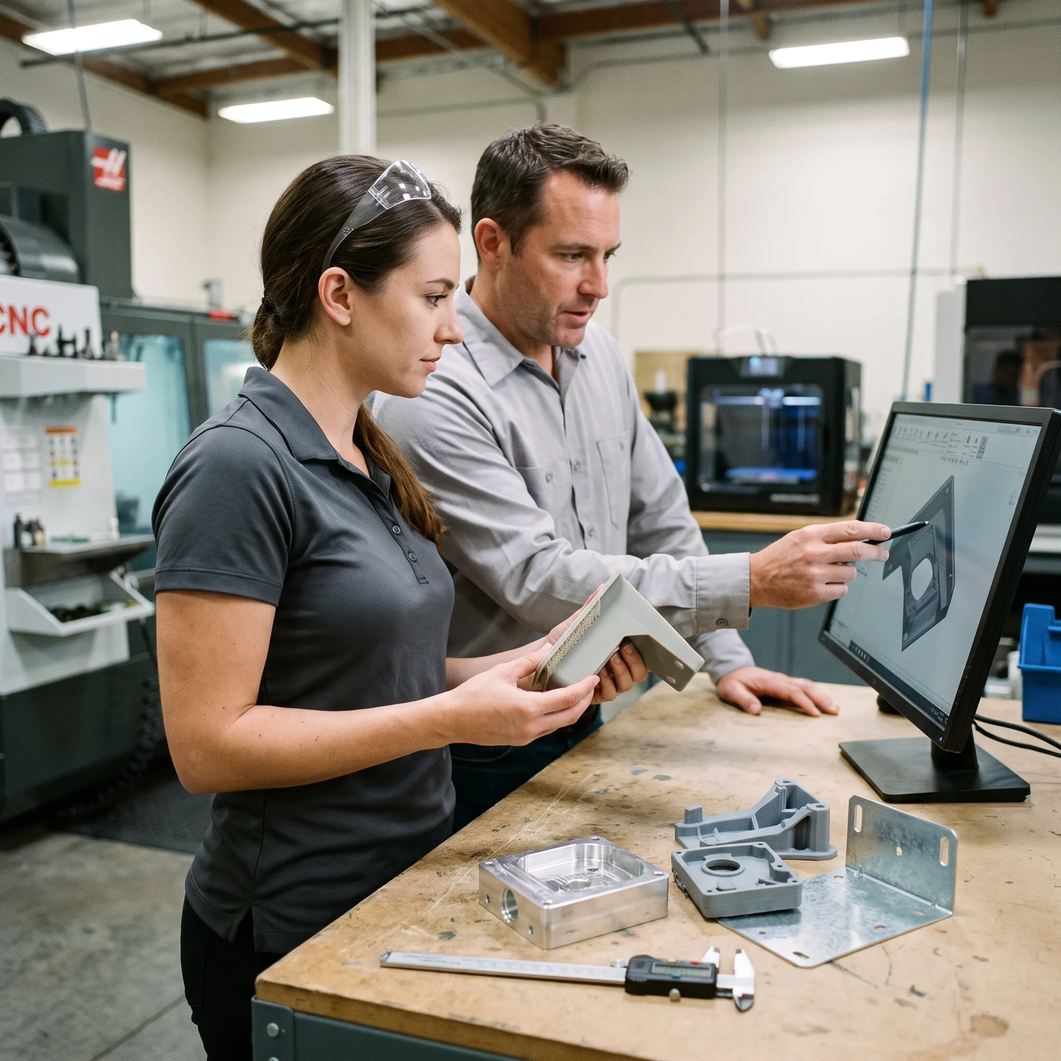 Prototype component being developed in a product manufacturing workspace