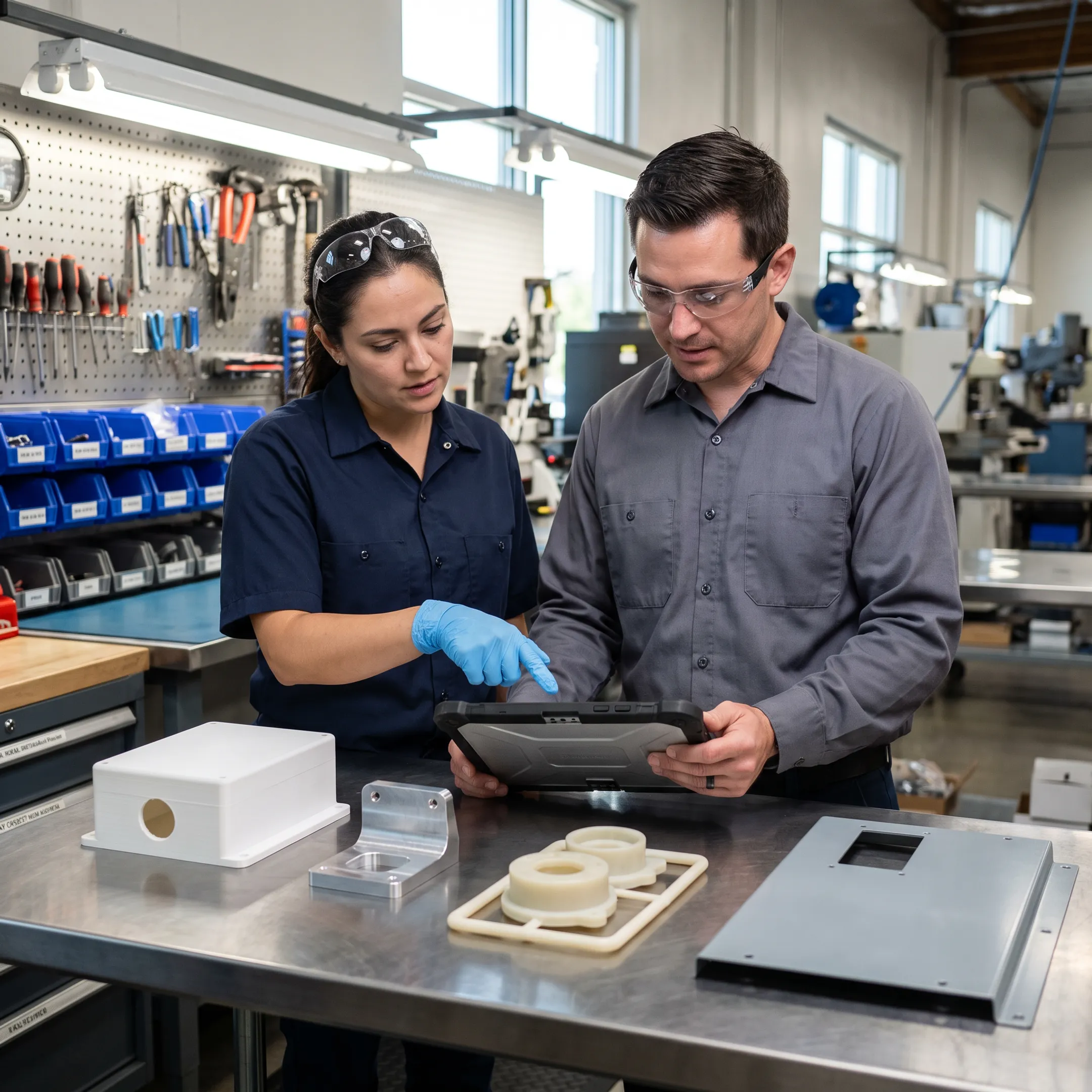 Low volume manufacturing team producing prototype and production components