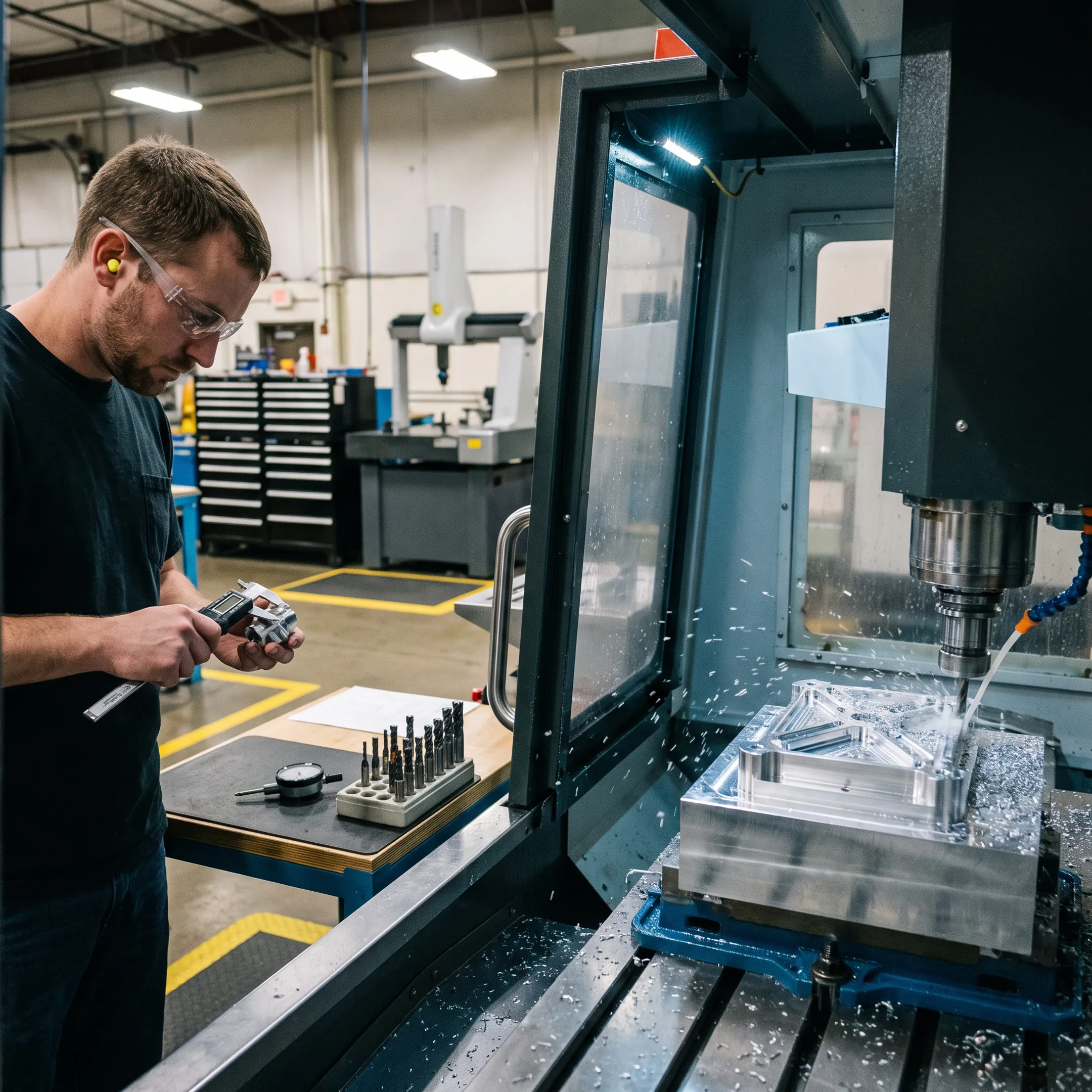 CNC machine producing a precision master pattern for tooling