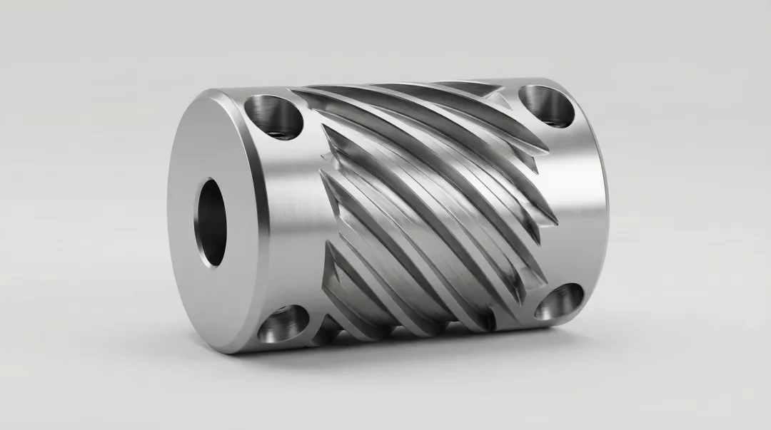 Helical beam coupling machined metal one-piece design for motion control