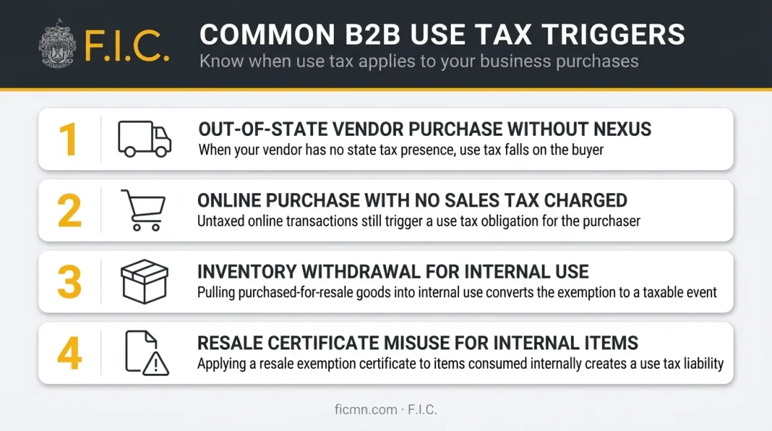 Four common B2B use tax triggers businesses frequently overlook infographic