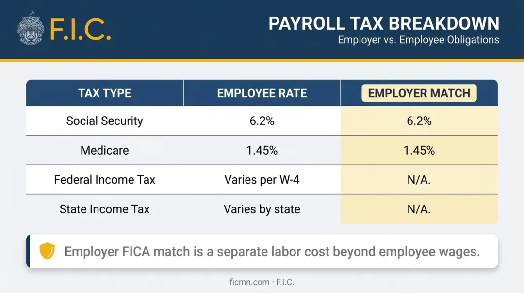 restaurant payroll tax rates table employee and employer contributions breakdown