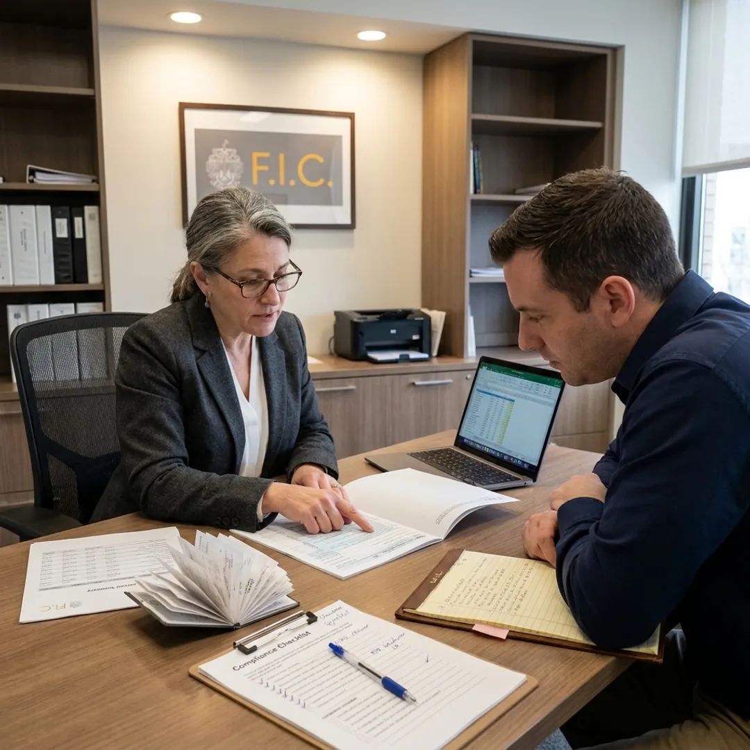 Tax advisor reviewing financial documents with client