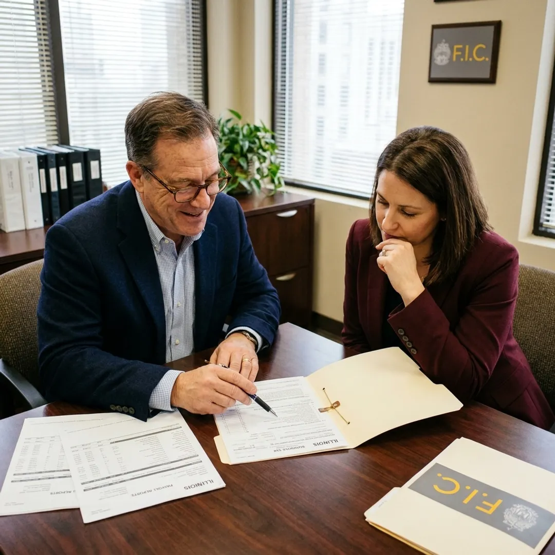 Tax advisor reviewing business incentive documents