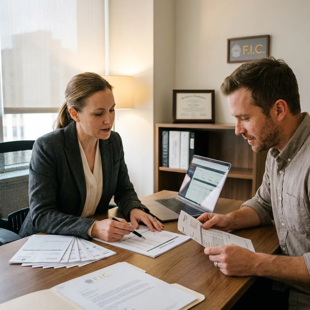 Professional reviewing small business payroll reports