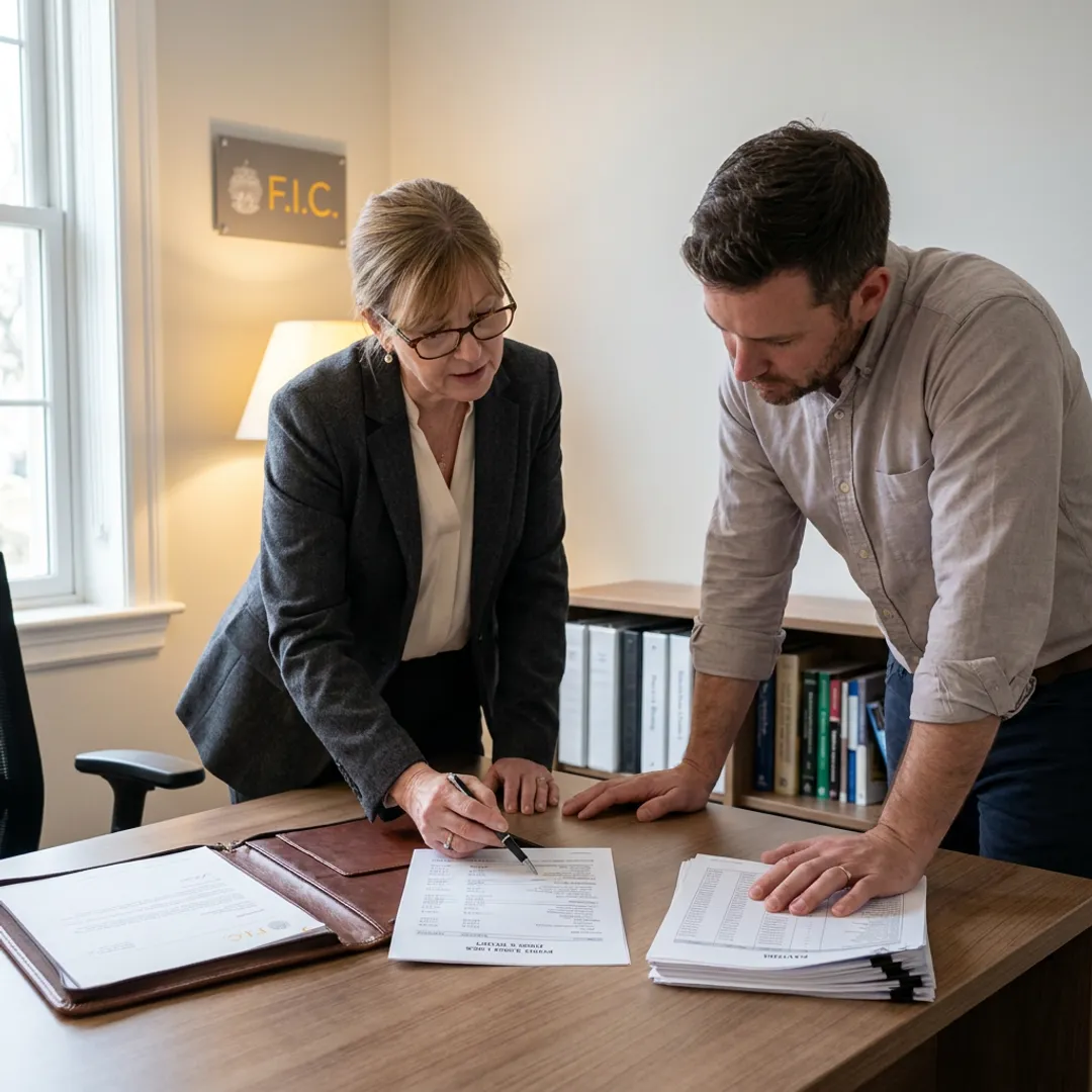 Accountant helping a small business owner review financial reports